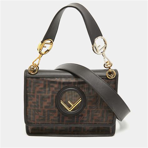 fendi kan i shoulder bag ff black/brown|Fendi bag with thick strap.